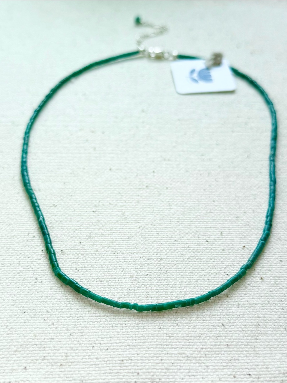 Handmade Matte Malachite Tube Necklace Sterling Silver Boho
